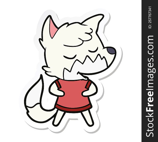 Sticker Of A Friendly Cartoon Fox