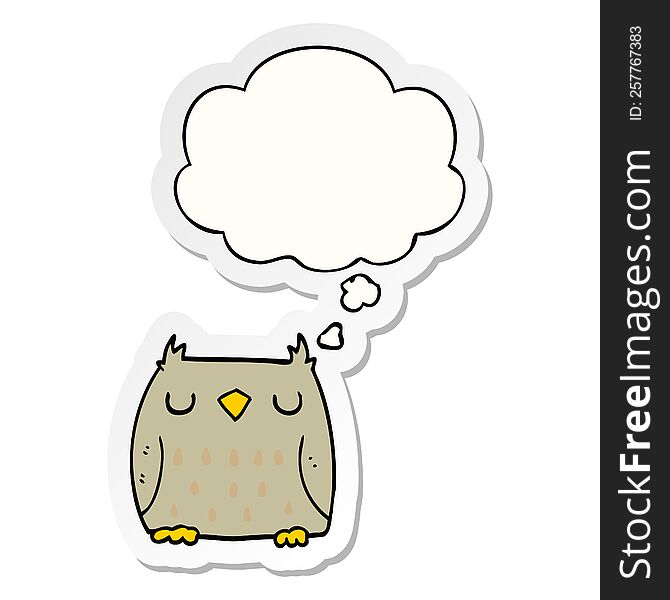 Cute Cartoon Owl And Thought Bubble As A Printed Sticker