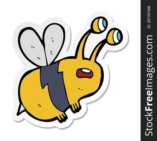Sticker Of A Cartoon Frightened Bee