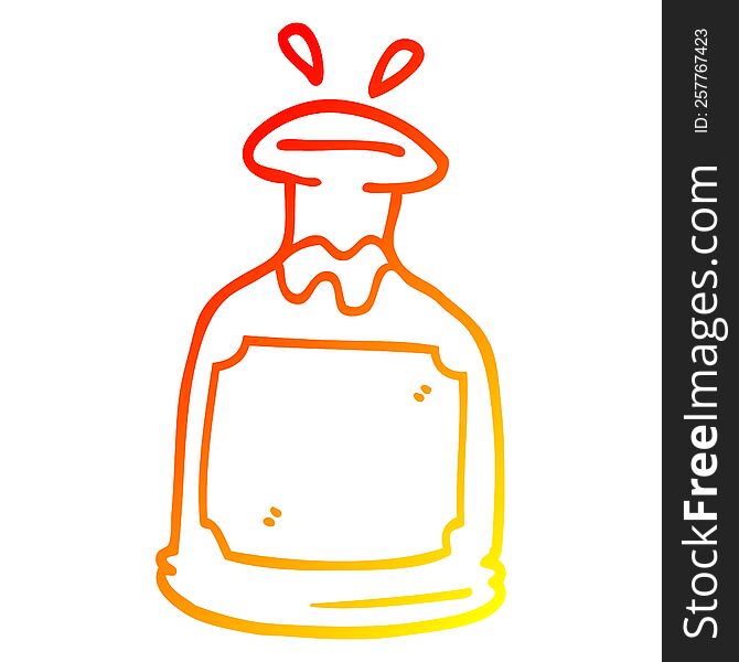 warm gradient line drawing of a cartoon glass decanter