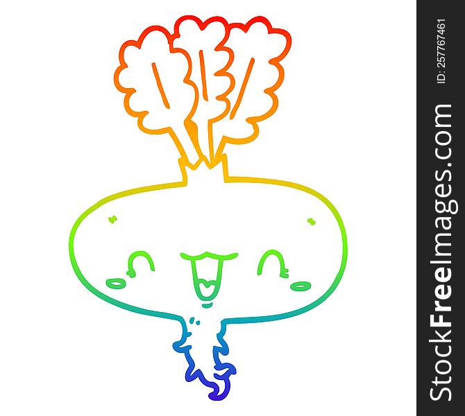 rainbow gradient line drawing of a cartoon turnip