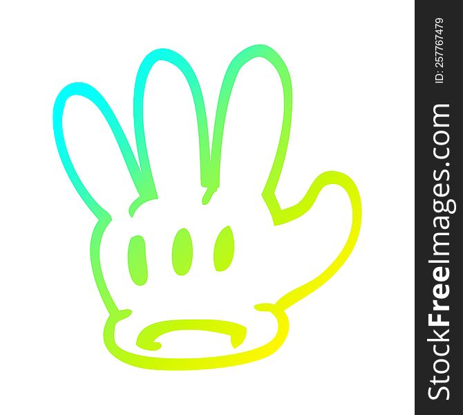 cold gradient line drawing of a traditional cartoon glove