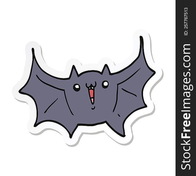 Sticker Of A Cartoon Happy Vampire Bat