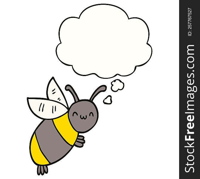 Cute Cartoon Bee And Thought Bubble