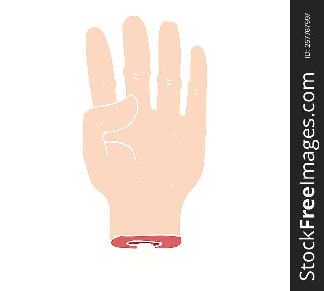 Flat Color Illustration Of A Cartoon Hand