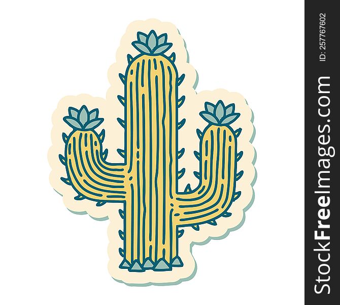 Tattoo Style Sticker Of A Cactus