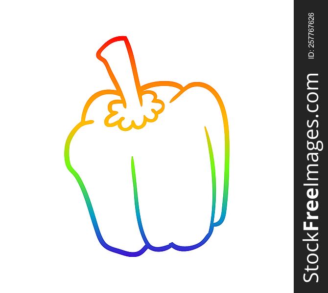 rainbow gradient line drawing of a fresh organic pepper