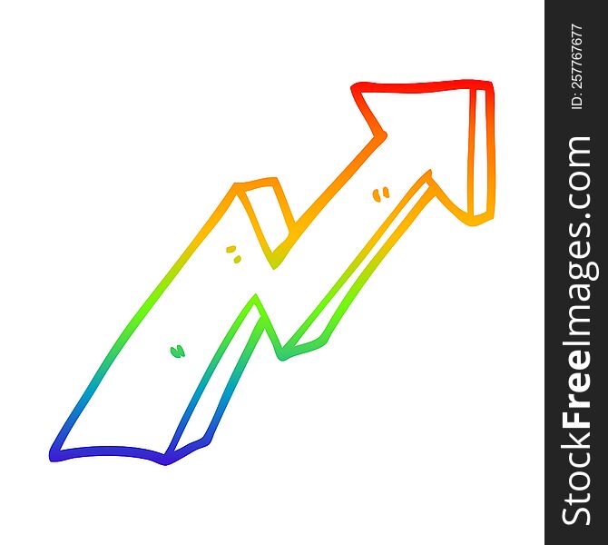 rainbow gradient line drawing of a cartoon business growth arrow