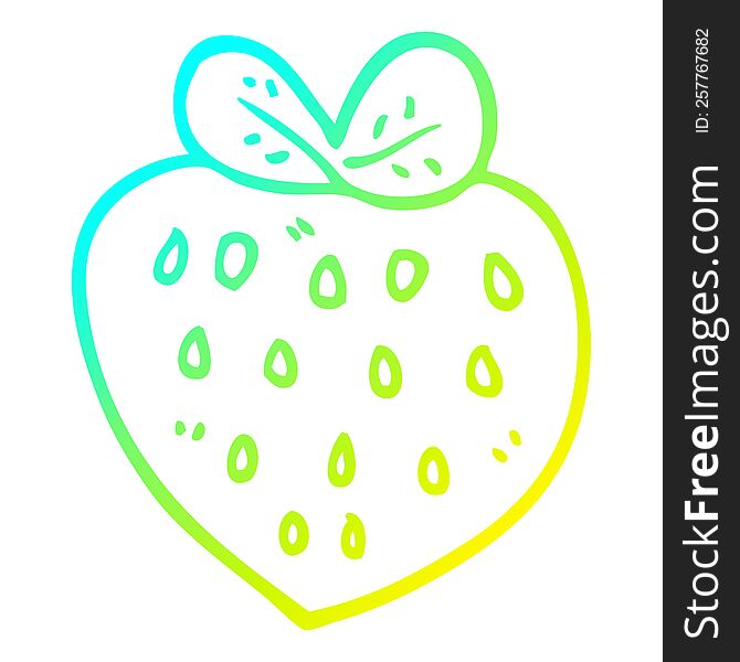 cold gradient line drawing of a cartoon strawberry fr