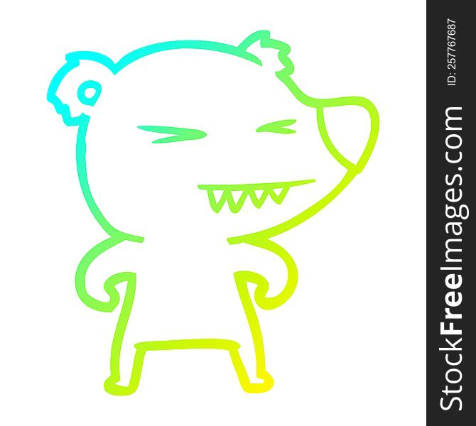Cold Gradient Line Drawing Angry Polar Bear Cartoon