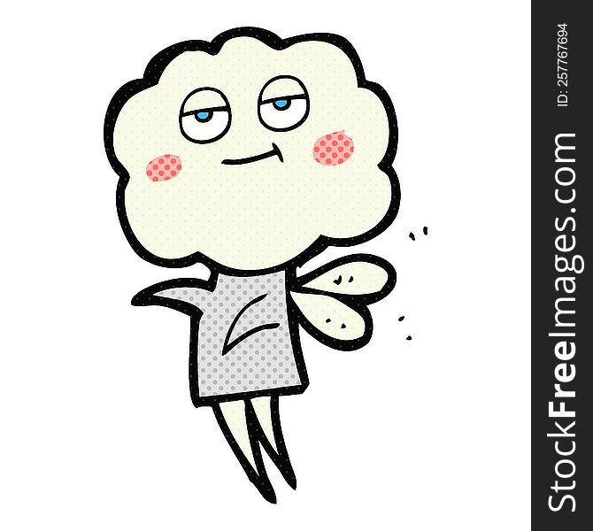 freehand drawn comic book style cartoon cute cloud head imp