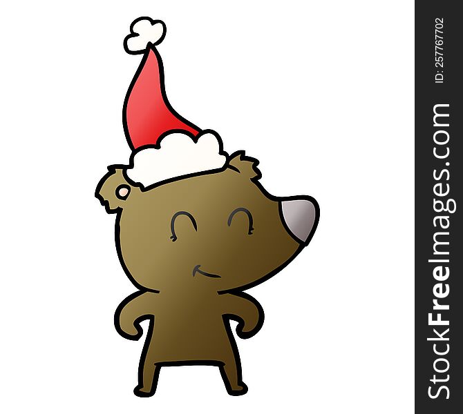 female bear gradient cartoon of a wearing santa hat