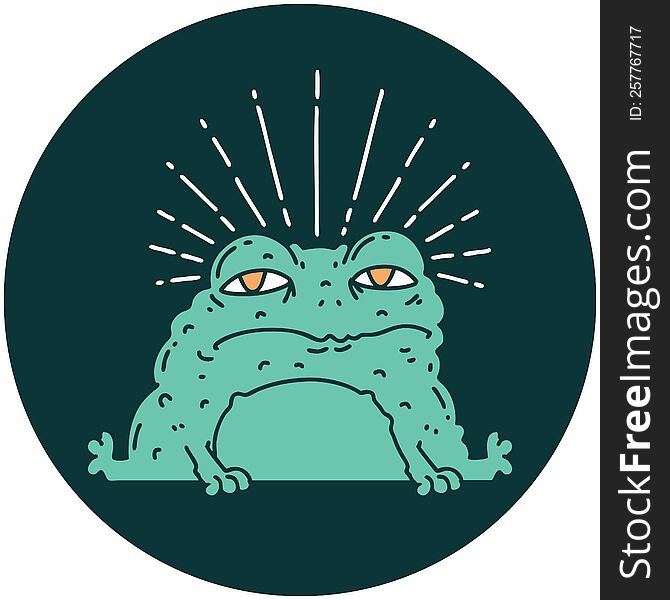 icon of a tattoo style toad character