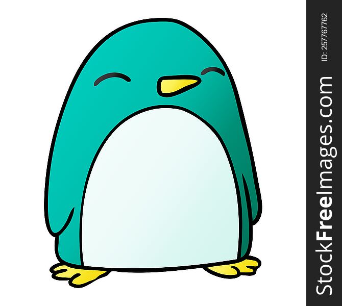 Gradient Cartoon Doodle Of A Cute Penguin