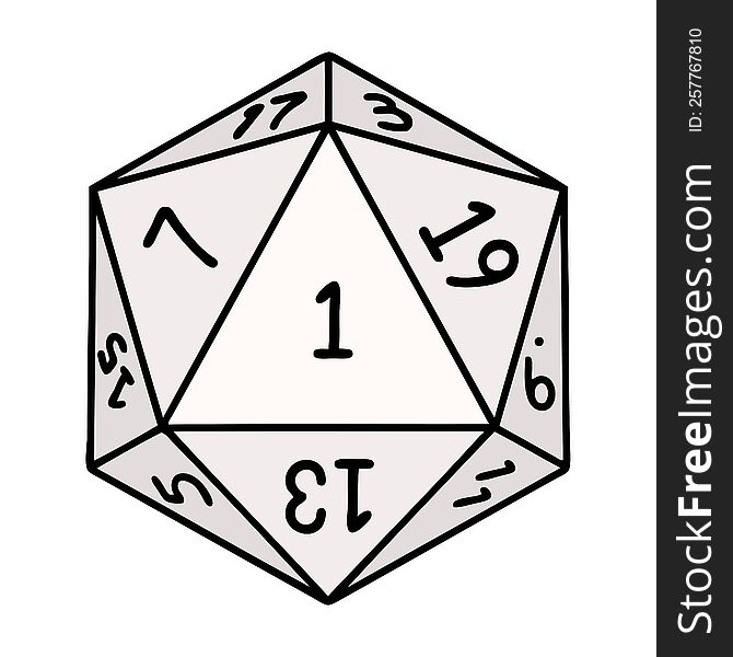 Natural 1 D20 Dice Roll Illustration