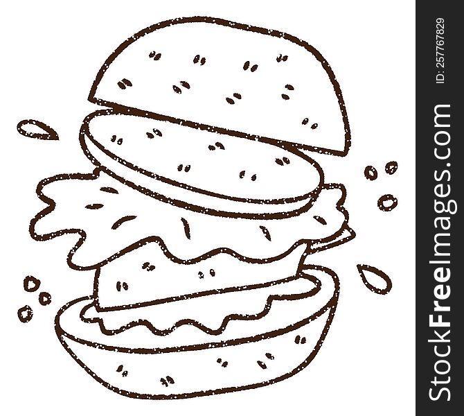 Burger Charcoal Drawing