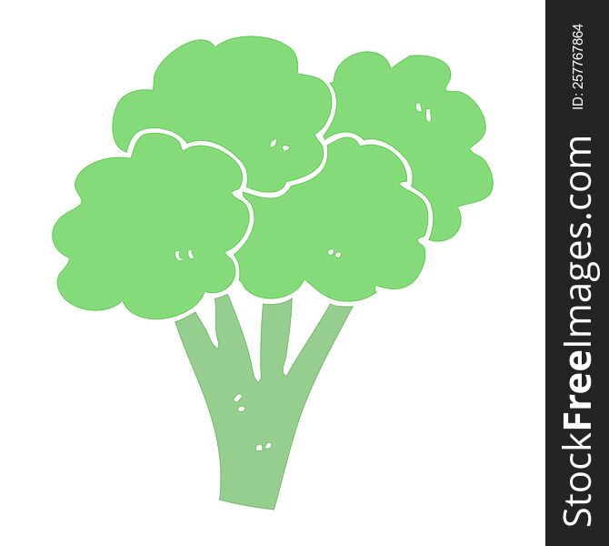 Flat Color Illustration Of A Cartoon Broccoli