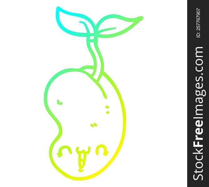 cold gradient line drawing of a cute cartoon seed sprouting