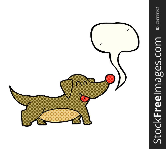 freehand drawn comic book speech bubble cartoon happy little dog