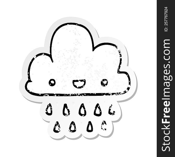 distressed sticker of a cartoon storm cloud