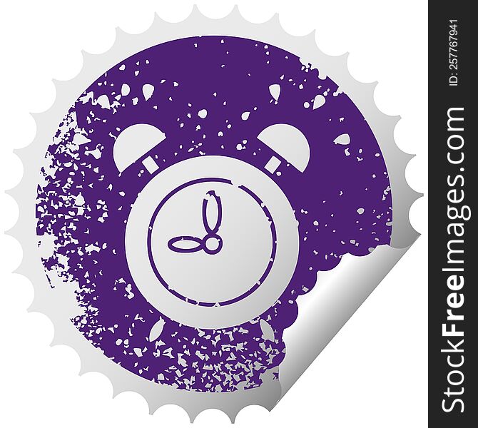 Distressed Circular Peeling Sticker Symbol Ringing Alarm Clock