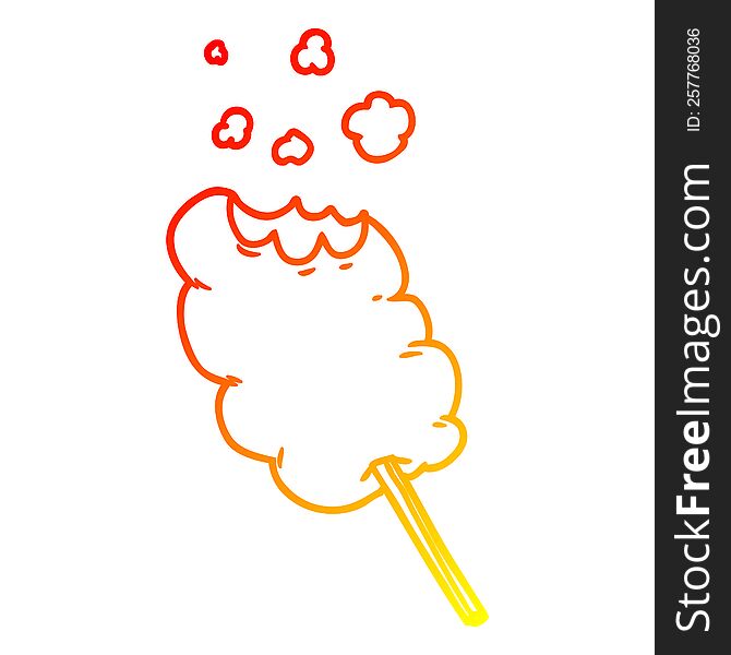 warm gradient line drawing of a cartoon candy floss