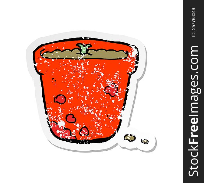 Retro Distressed Sticker Of A Cartoon Flower Pot