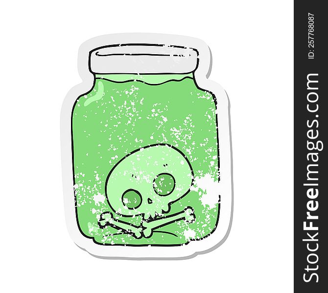 Retro Distressed Sticker Of A Cartoon Jar With Skull