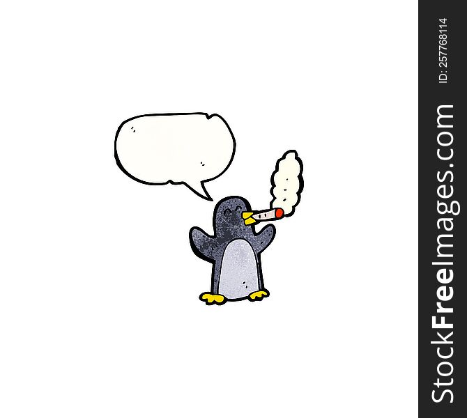 cartoon penguin smoking cigarette