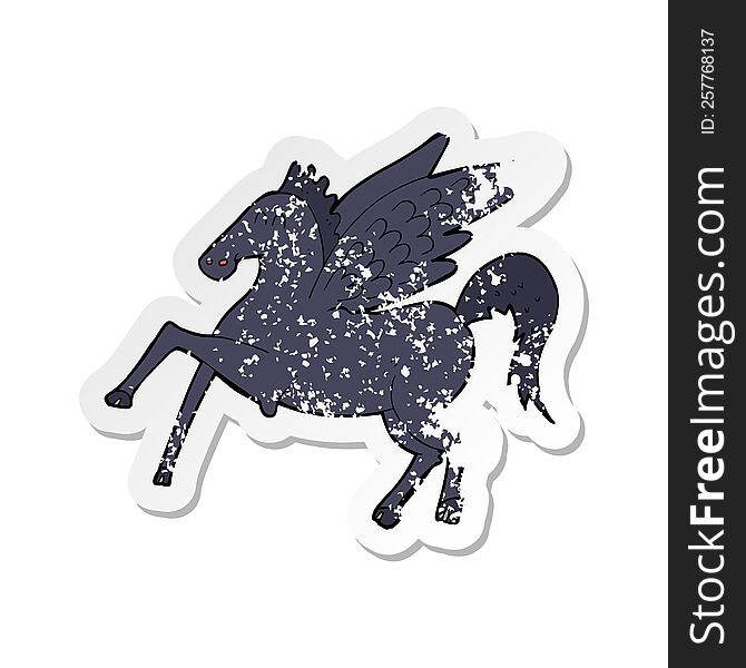 retro distressed sticker of a cartoon magic flying horse