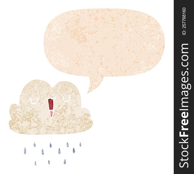 Cartoon Storm Cloud And Speech Bubble In Retro Textured Style