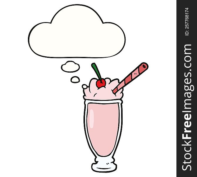 cartoon milkshake with thought bubble. cartoon milkshake with thought bubble