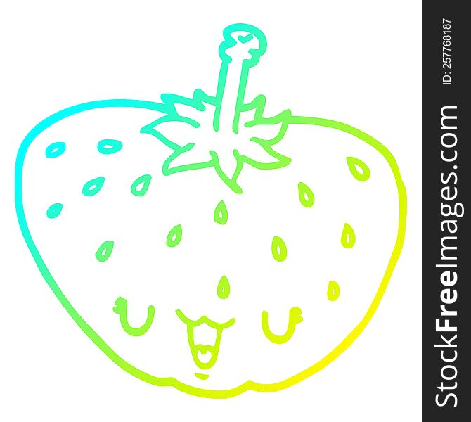 Cold Gradient Line Drawing Cartoon Strawberry