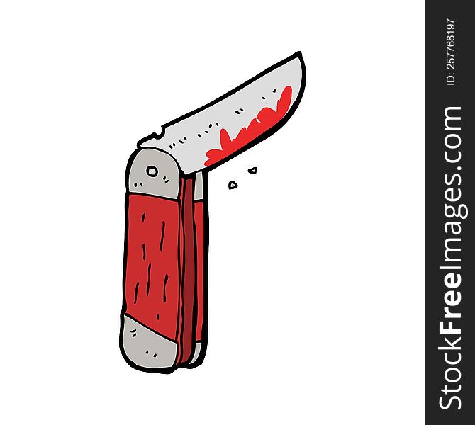 cartoon bloody folding knife