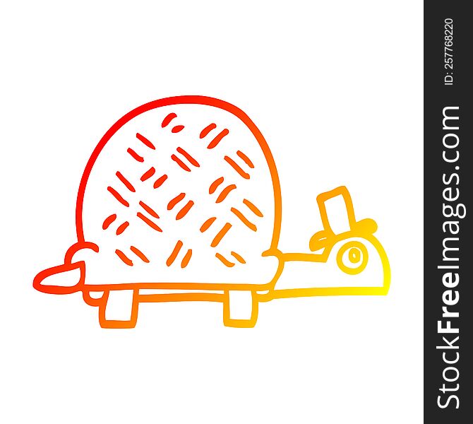 warm gradient line drawing of a cartoon funny tortoise