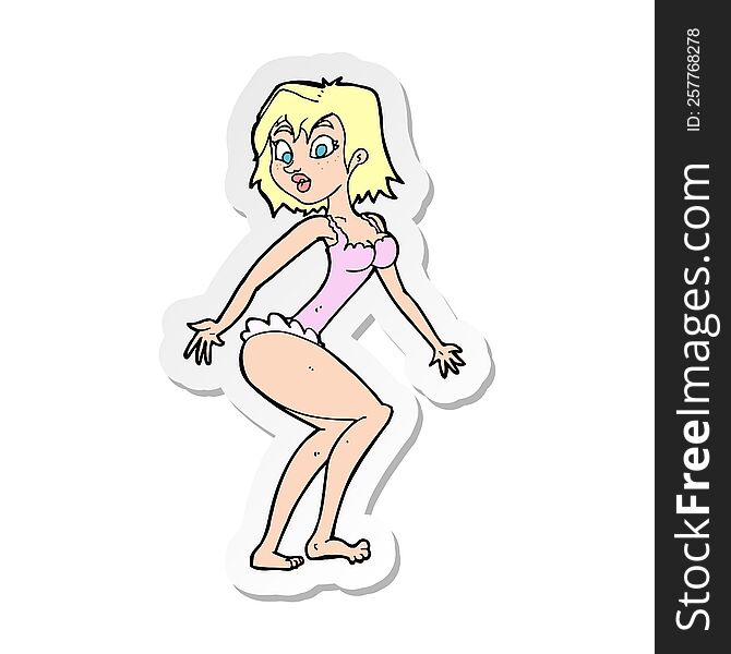 sticker of a cartoon woman in lingerie
