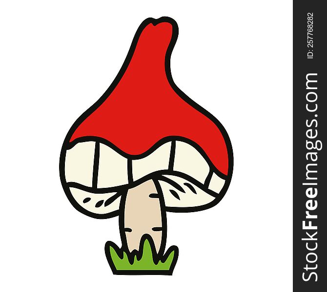 Cartoon Doodle Of A Single Mushroom