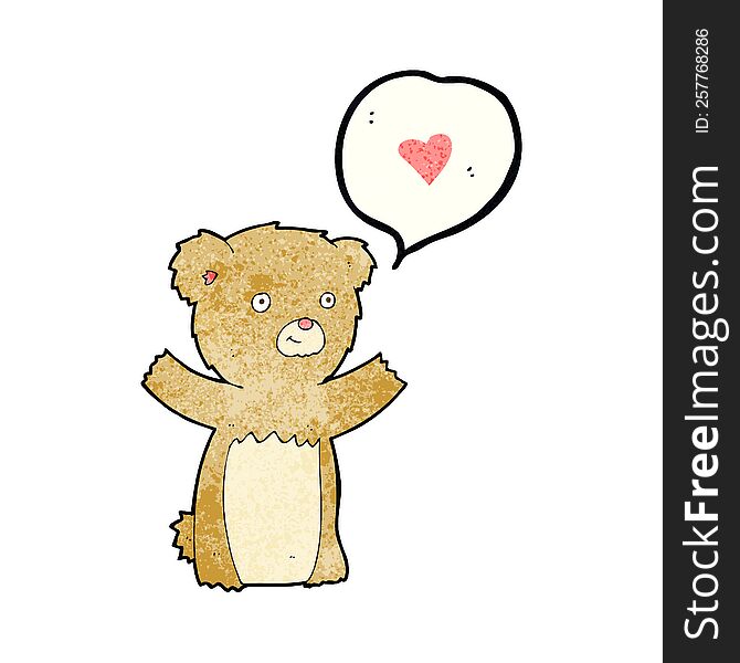 cartoon teddy bear with love heart