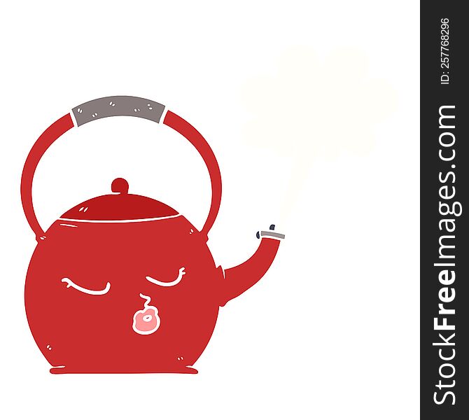 flat color style cartoon boiling kettle