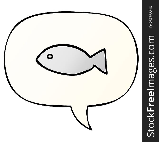 Cartoon Fish Symbol And Speech Bubble In Smooth Gradient Style
