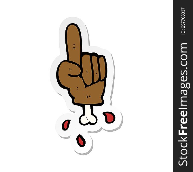 sticker of a cartoon pointing severed hand