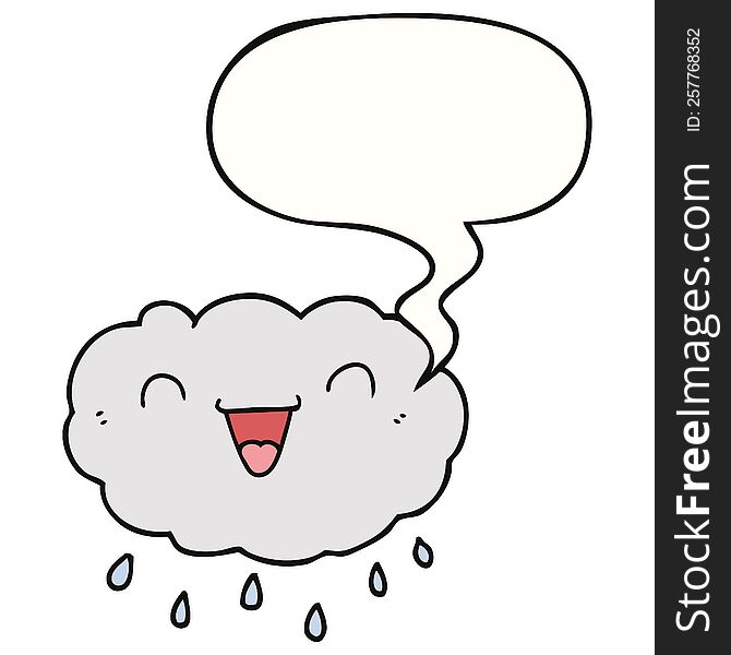Happy Cartoon Cloud And Speech Bubble