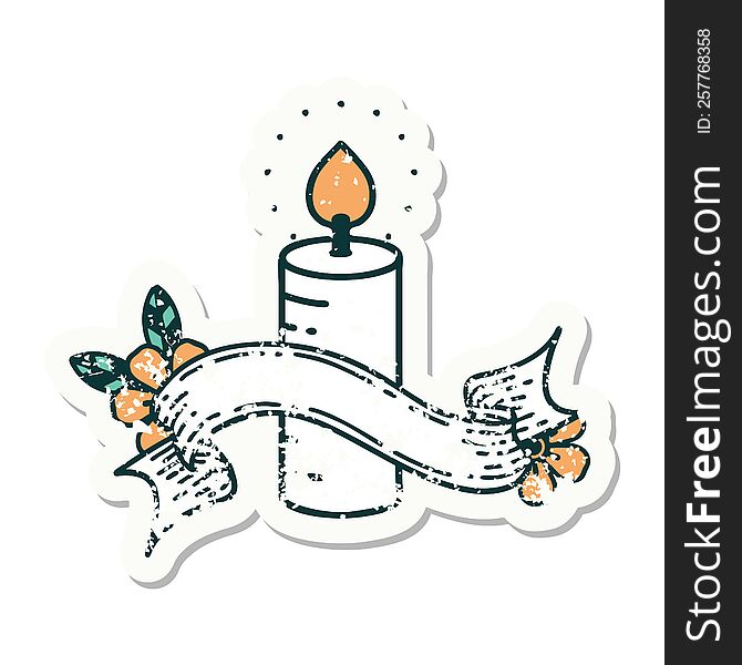 Grunge Sticker With Banner Of A Candle