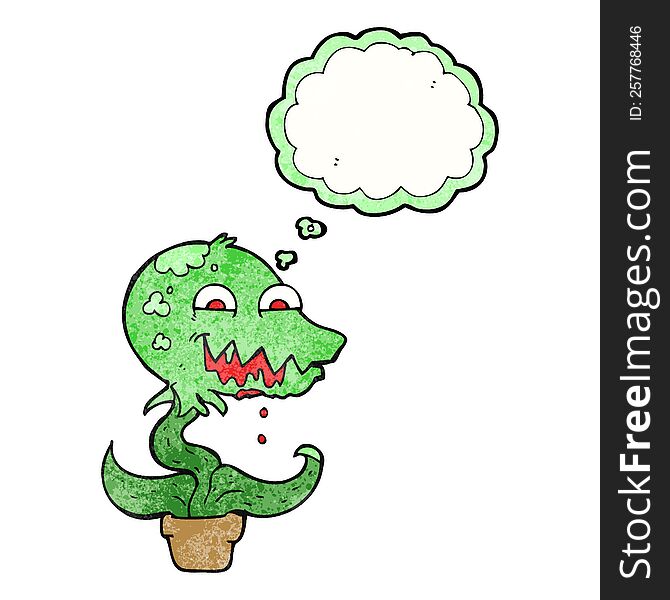 freehand drawn thought bubble textured cartoon monster plant