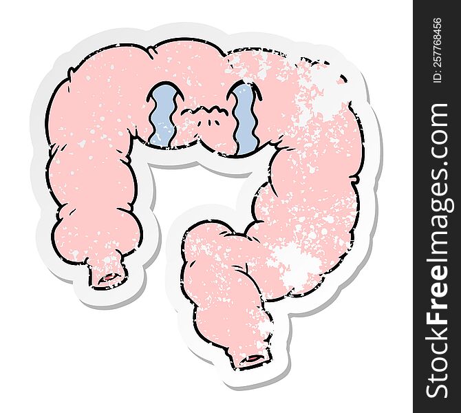 distressed sticker of a cartoon colon