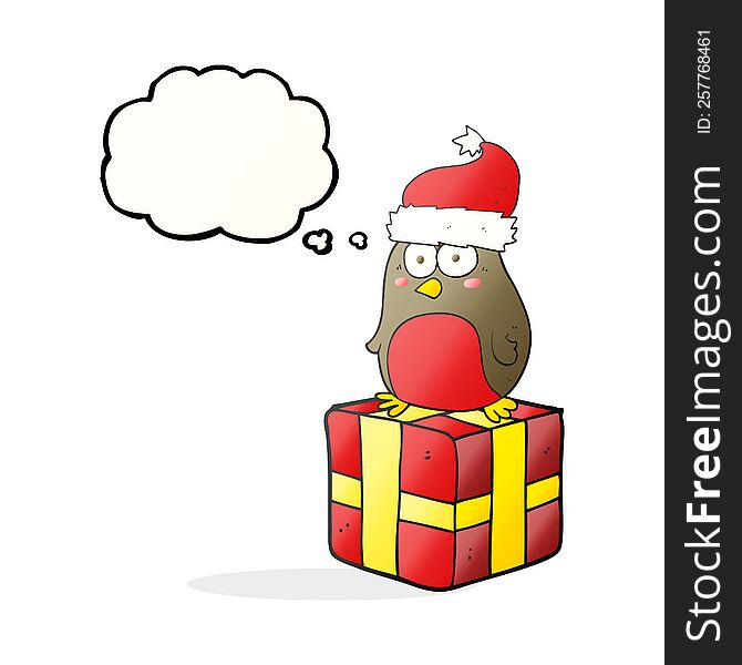 Thought Bubble Cartoon Robin On Present