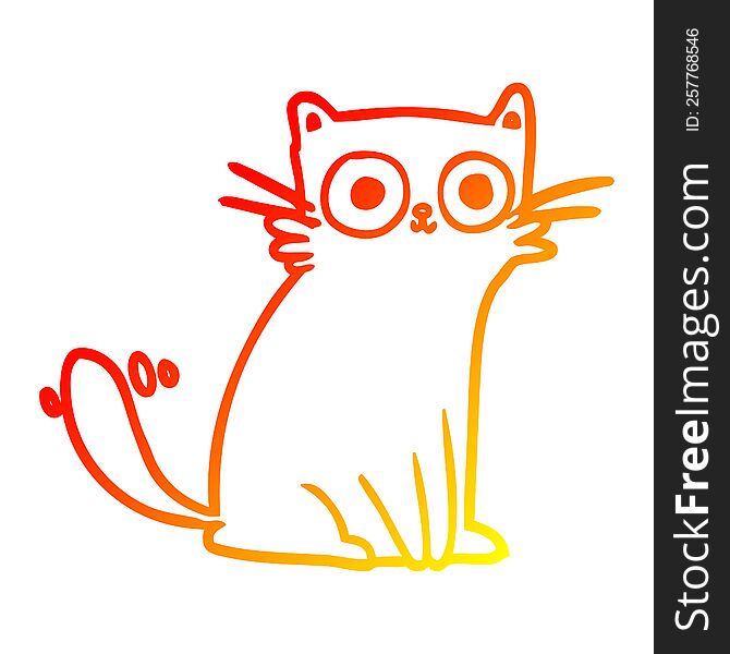 warm gradient line drawing of a staring cat