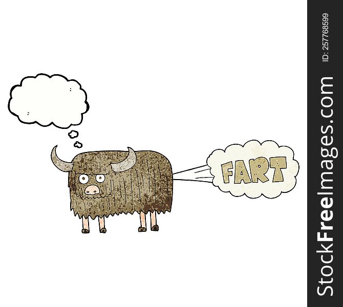 Thought Bubble Textured Cartoon Hairy Cow Farting