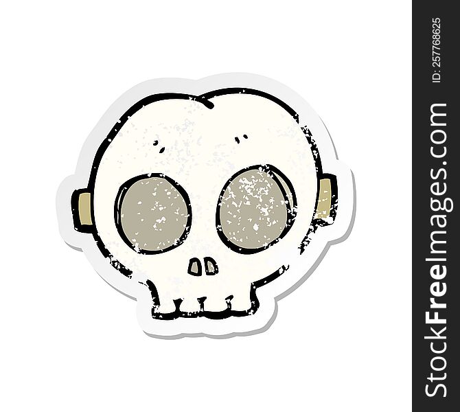 Retro Distressed Sticker Of A Cartoon Halloween Skull Mask