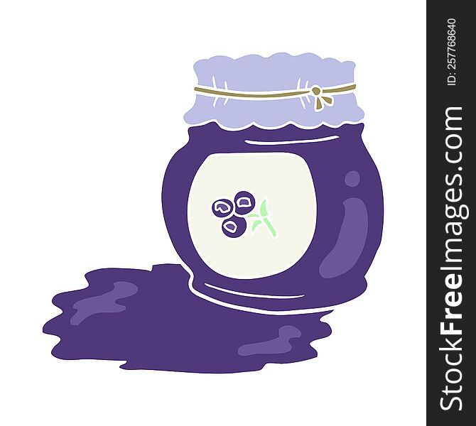 Flat Color Illustration Of A Cartoon Blueberry Jam